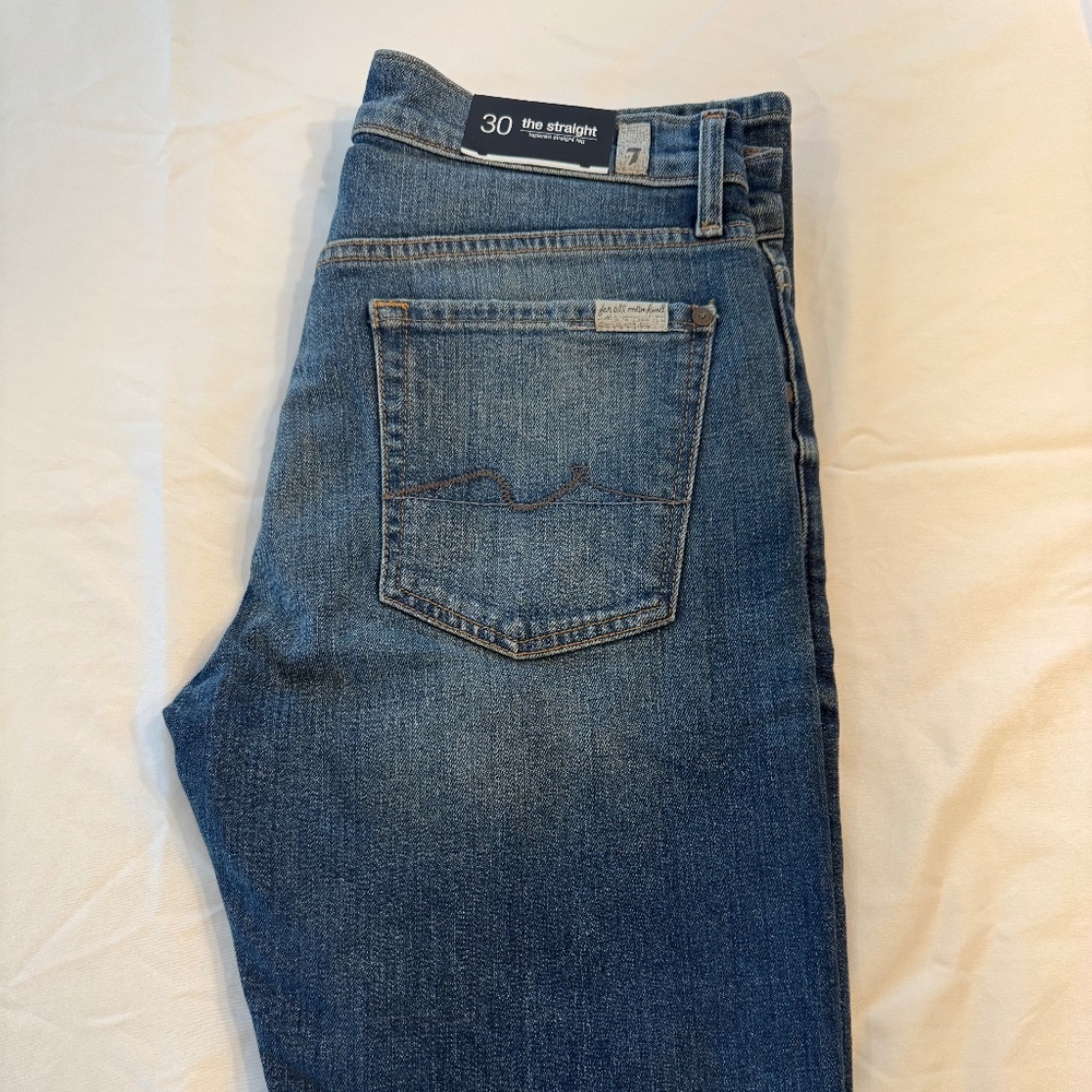 7 for All Mankind (SFAM) The Straight tapered-leg jeans, size 30.  NWT